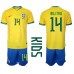 Cheap Brazil Eder Militao #14 Home Football Kit Children World Cup 2022 Short Sleeve (+ pants)